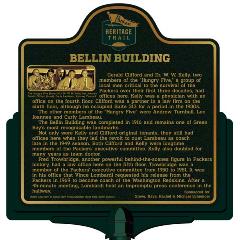 Packers Heritage Trail marker for the Bellin Building. 