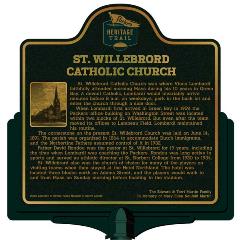 Packers Heritage Trial marker for St. Willebrord Catholic Church.