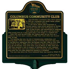 Packers Heritage Trail Marker for the Columbus Community Club. 