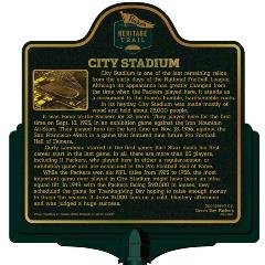 Packers Heritage Trail marker for City Stadium. 