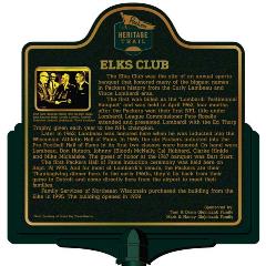Packers Heritage Trail marker for the Elks Club. 